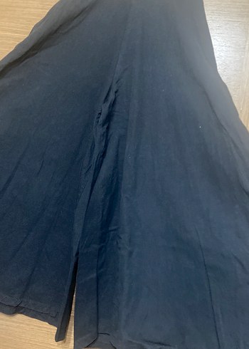 Bej ve siyah Kadın Keten Salaş Uzun Pantolon - Görsel 6