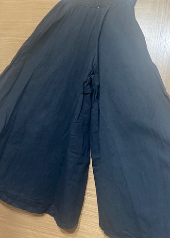 Bej ve siyah Kadın Keten Salaş Uzun Pantolon - Görsel 8