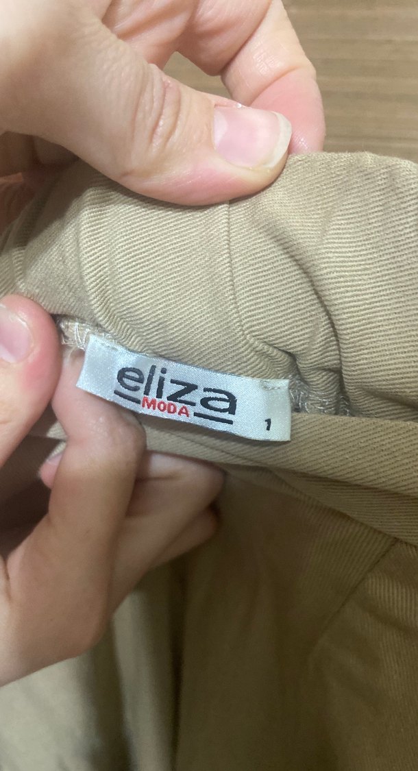 Bej ve siyah Kadın Keten Salaş Uzun Pantolon - Görsel 5