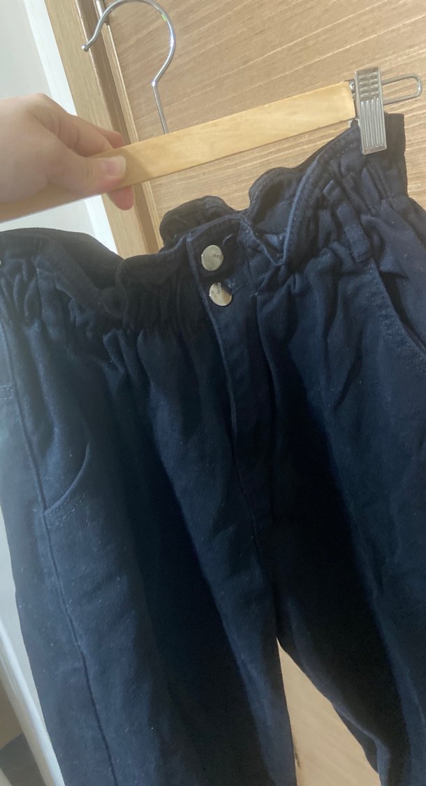 Siyah Bol Kesim Kot Pantolon - Görsel 3