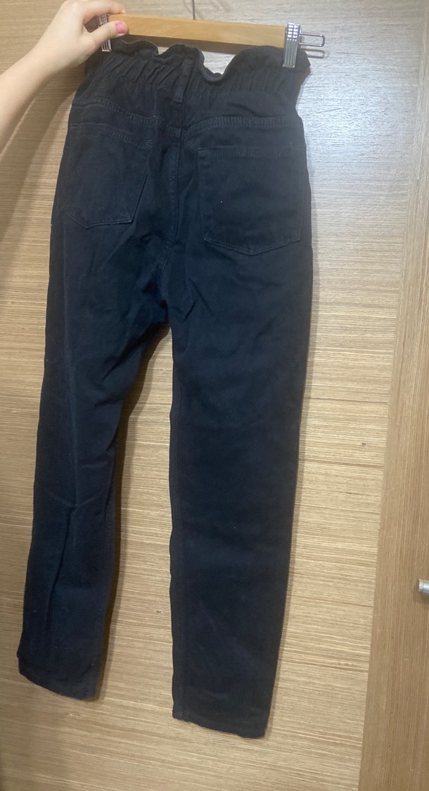 Siyah Bol Kesim Kot Pantolon - Görsel 2