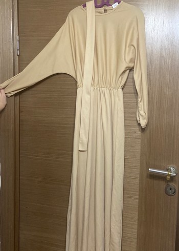 Bej Uzun Kollu Salaş Elbise - Görsel 2