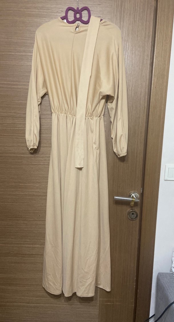 Bej Uzun Kollu Salaş Elbise - Görsel 5