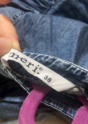 Mavi Uzun Kot Elbise V Yaka Pileli - Görsel 6