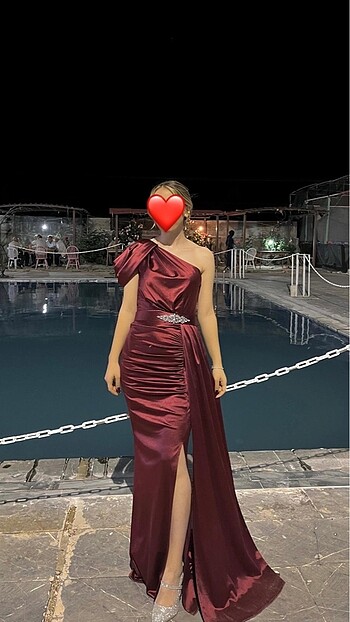 Bordo Saten Abiye