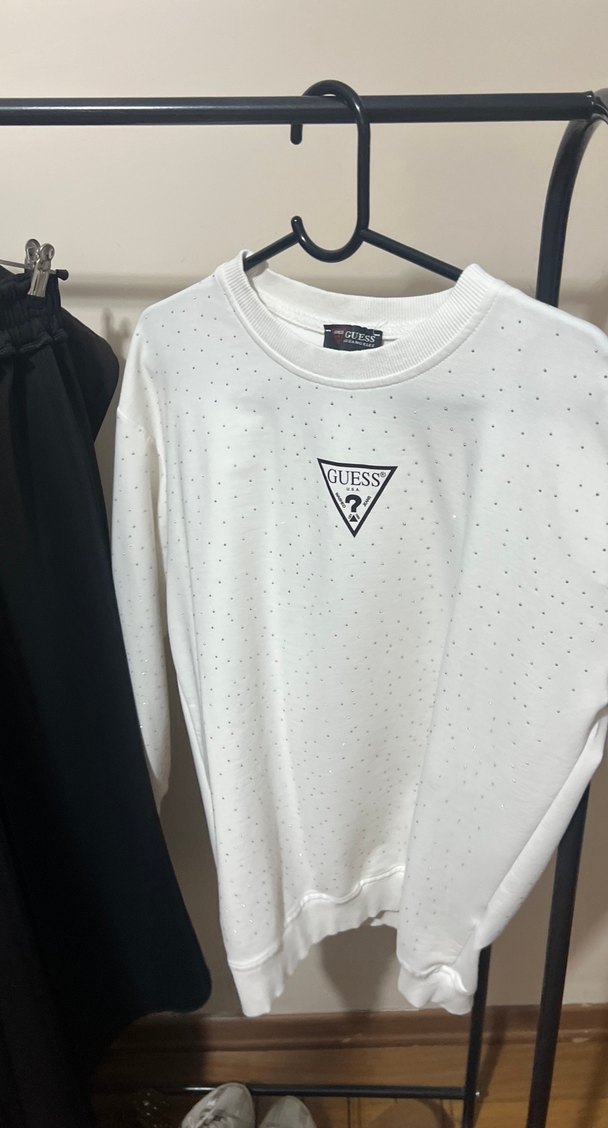 Guess Beyaz Puantiyeli Uzun Kollu Sweatshirt — görsel 10/12