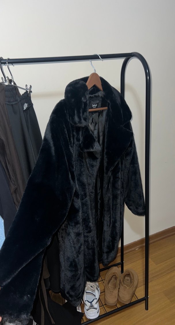 Siyah Peluş Uzun Kaban — görsel 8/11