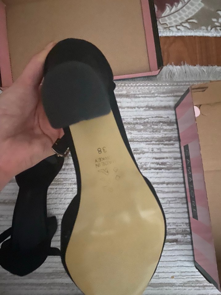 Siyah Süet Topuklu Kadın Ayakkabı - Görsel 5