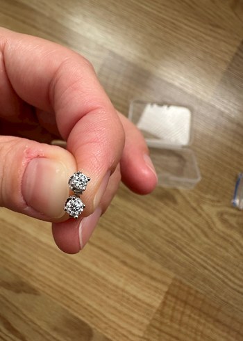  Beden gri Renk 0.1 CT 925 AYAR GÜMÜŞ MOZANİT TEK TAŞ KÜPE