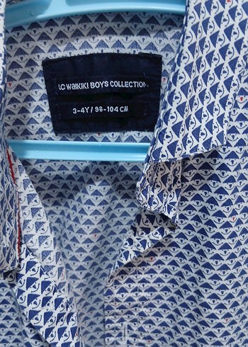 Mavi Gri Desenli Erkek çocuk Uzun Kollu Gömlek - Görsel 2