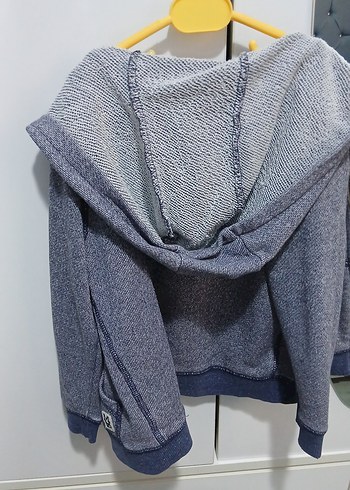 Gri Erkek Çocuk Fermuarlı Denim Hırka - Görsel 2