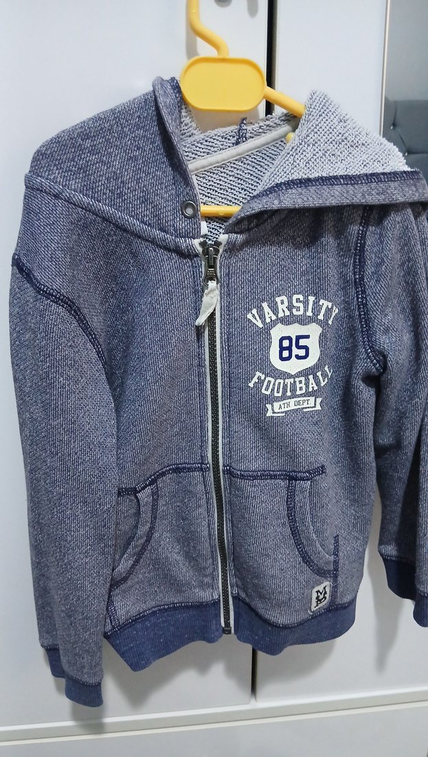 Gri Erkek Çocuk Fermuarlı Denim Hırka - Görsel 3