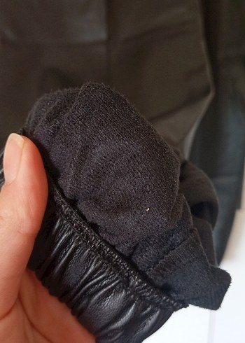 36 Beden siyah Renk Kadın Siyah Deri Salaş Pantolon
