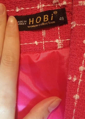 46 Beden pembe Renk Düğmeli Pembe Kadın Blazer Ceket