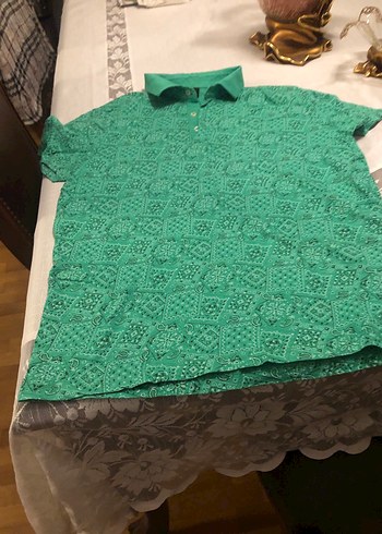 Yeşil Dantel Detaylı Kısa Kollu Erkek Polo Tişört - Görsel 2