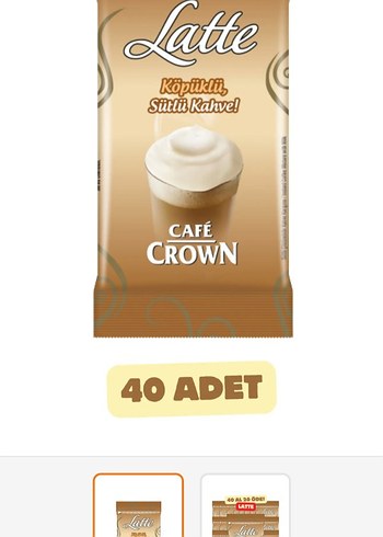 Café Crown Latte Köpüklü Sütlü Kahve 40 Adet