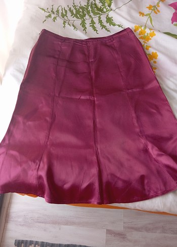 Bordo Midi Saten Etek