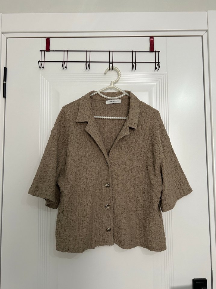 Haki yeşil Kısa Kollu oversize gömlek — görsel 2/4
