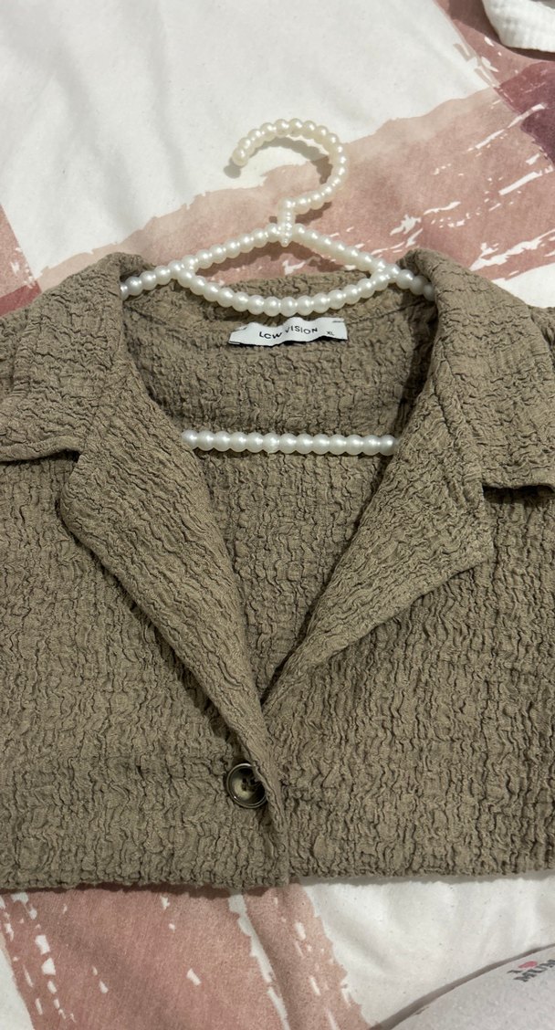 Haki yeşil Kısa Kollu oversize gömlek — görsel 3/4
