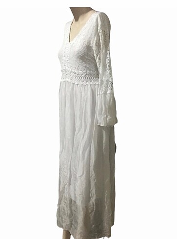 diğer Beden beyaz Renk Italyan standart beyaz ipek sifon elbise