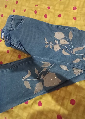 Diğer Yeşil Baskılı Bohem Kadın Kot Pantolon