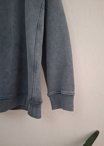 Gri ERKEK Denim Sweatshirt Kapüşonlu - Görsel 7