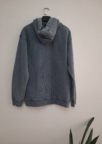 Gri ERKEK Denim Sweatshirt Kapüşonlu - Görsel 6