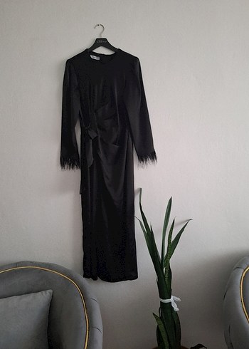 Siyah Uzun Kollu Gotik Kadın Abiye Elbise - Görsel 3