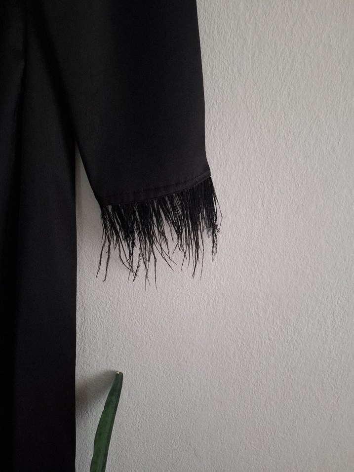 Siyah Uzun Kollu Gotik Kadın Abiye Elbise - Görsel 4