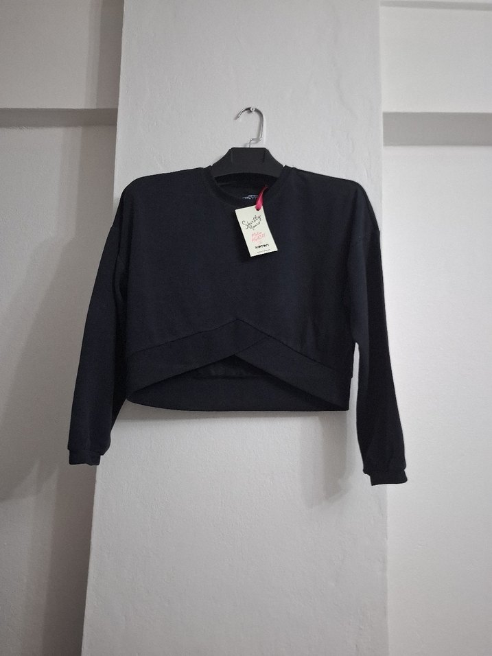 Siyah Pamuklu Hamile Tişörtü, Uzun Kollu, Rahat - Görsel 2