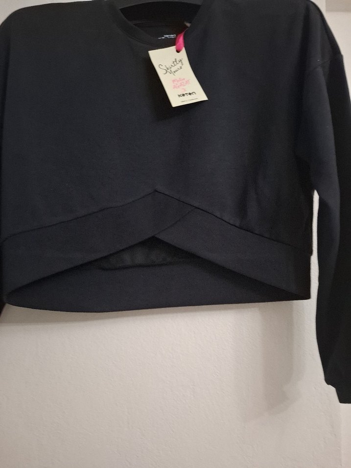 Siyah Pamuklu Hamile Tişörtü, Uzun Kollu, Rahat - Görsel 4