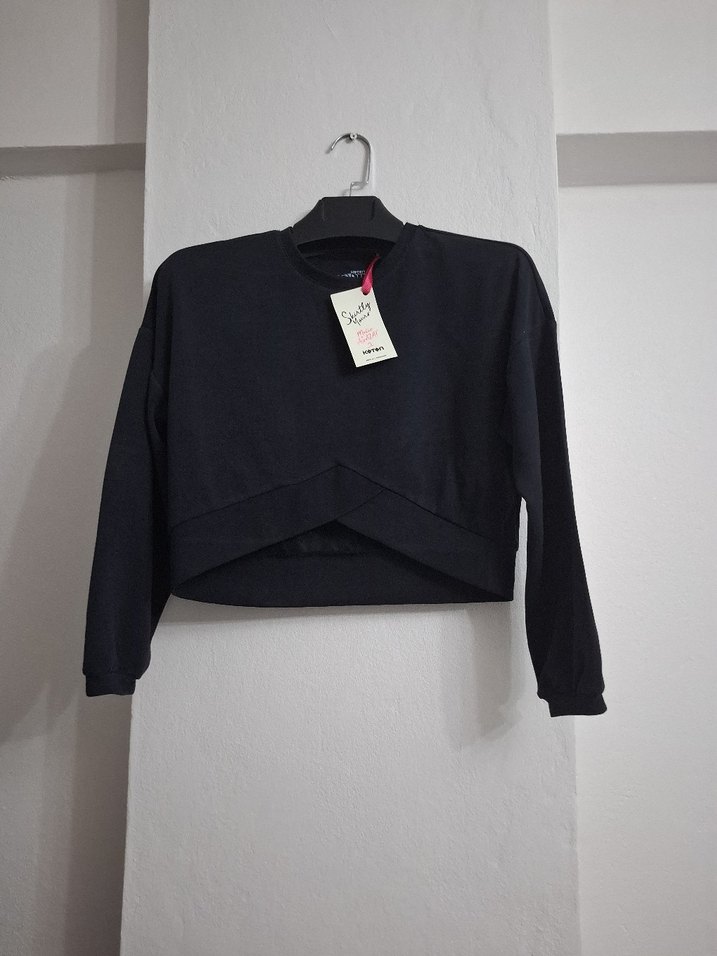 Siyah Pamuklu Hamile Tişörtü, Uzun Kollu, Rahat - Görsel 3