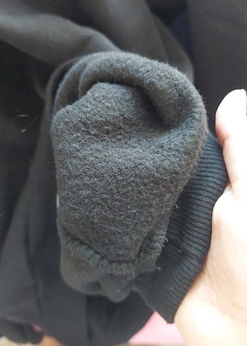 Defacto Siyah Kapüşonlu Polar Baskılı Kadın Sweatshirt