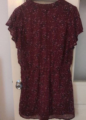 38 Beden Bordo Midi Bohem Fırfırlı Elbise