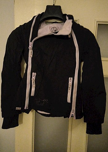 Fermuarlı Siyah Biker cocuk Ceket - Görsel 4