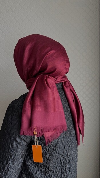 Hermes bordo kaşmir ipek şal