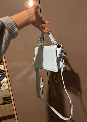 Bebe Mavisi Deri Kadın Omuz Çantası - Görsel 2