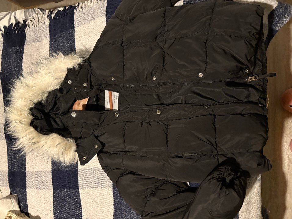 Kürk Detaylı Siyah Kadın Kışlık Mont - Görsel 2