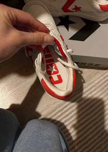 Beyaz Kırmızı Converse Yüksek Topuklu Spor Ayakkabı - Görsel 3