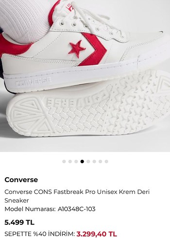 Beyaz Kırmızı Converse Yüksek Topuklu Spor Ayakkabı - Görsel 7