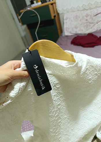 SÖZ ELBİSESİ Beyaz Dantelli Midi Uzun Kollu Elbise - Görsel 5