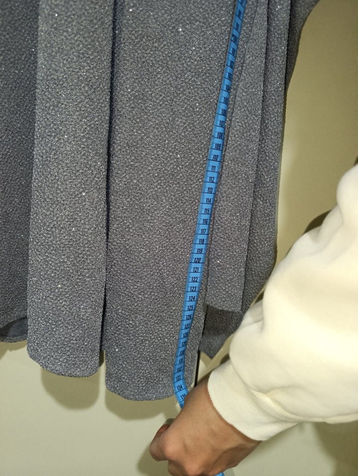 Gri Uzun Kollu Drapeli Kadın Elbise - Görsel 4