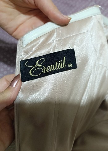 Boncuk İşlemeli V Yaka Uzun Bej Abiye Özel Tasarım - Görsel 10