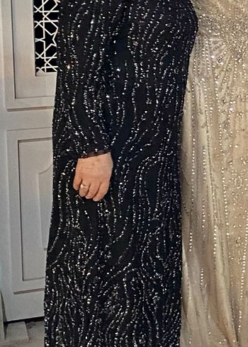 Siyah Uzun Abiye Elbise Drapeli - Görsel 8