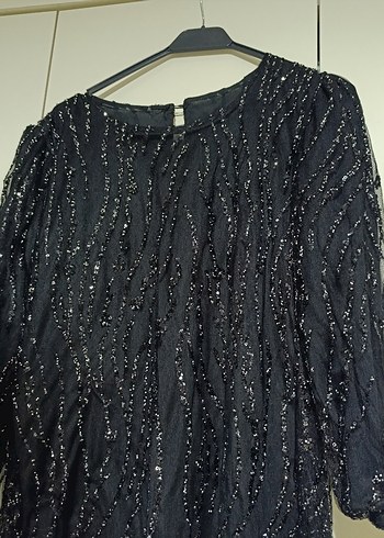 Siyah Uzun Abiye Elbise Drapeli - Görsel 3