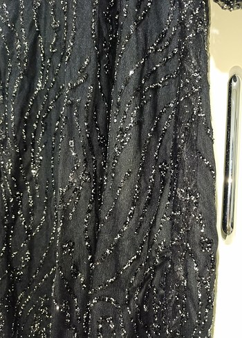 Siyah Uzun Abiye Elbise Drapeli - Görsel 5