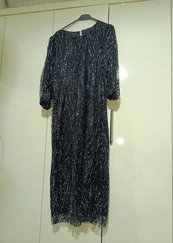 Siyah Uzun Abiye Elbise Drapeli - Görsel 2