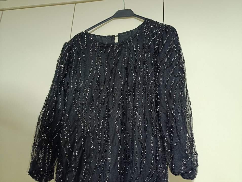 Siyah Uzun Abiye Elbise Drapeli - Görsel 3