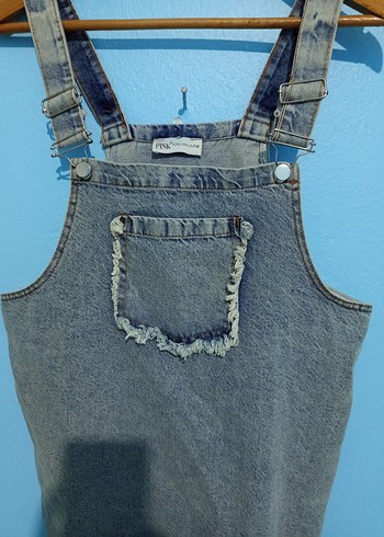 Kadın Gri Kot Midi Salopet - Görsel 5