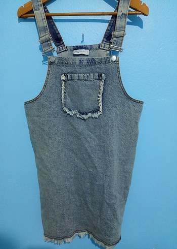 Kadın Gri Kot Midi Salopet - Görsel 8